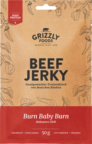 Grizzly Foods Beef Jerky Burn Baby Burn - Habanero Chili