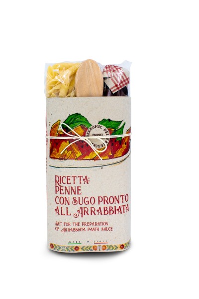 Greenomic Delikatessen Pasta Kit Penne All Arrabbiata mit Kochlöffel