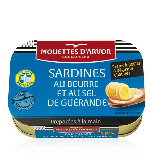 Mouettes d´Arvor Sardinen mit Butter und Guérande Salz