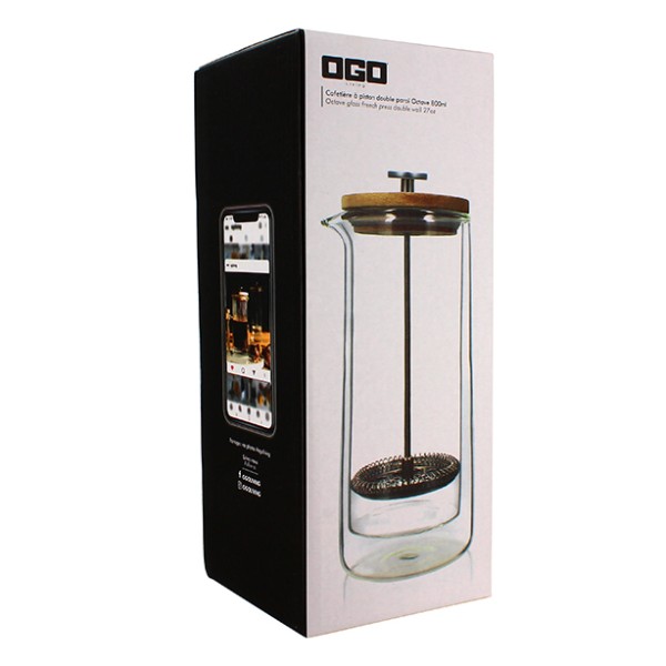 OGO LIVING doppelwandige French Press Kaffeekanne 800ml
