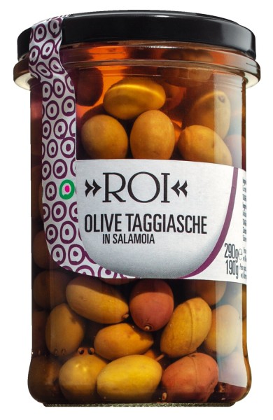 Olio Roi Ligurische Taggiasca Oliven mit Stein