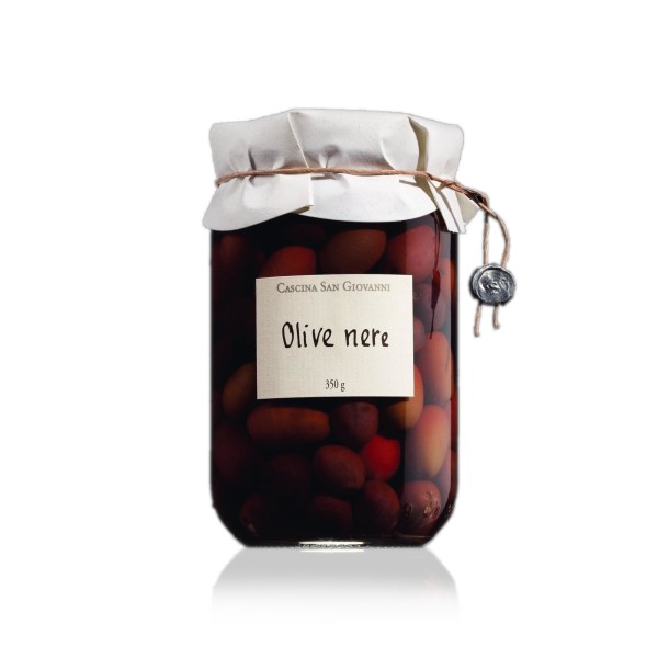 Cascina San Giovanni Olive nere - schwarze Oliven in Salzlake