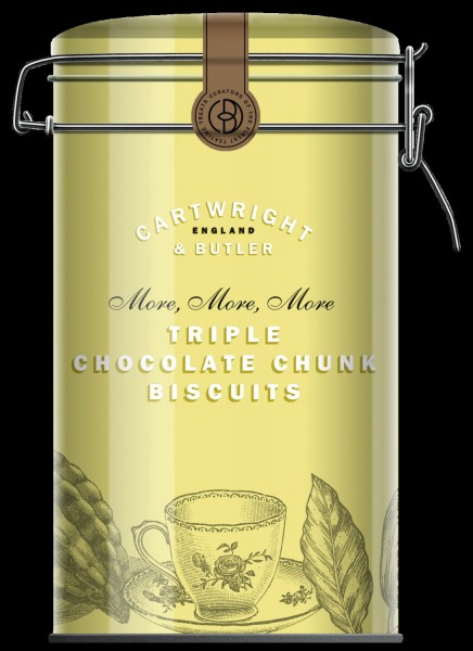 Cartwright and Butler Triple Chocolate Chunk Biscuits in dekorativer Blechdose
