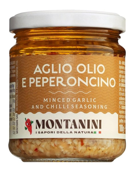 Montanini Aglio olio e peperoncino - Gehackter Knoblauch mit Öl und Chili