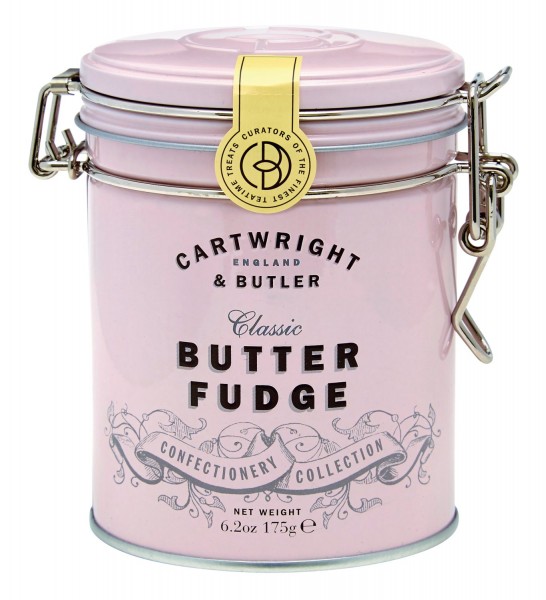 Cartwright &amp; Butler Butter Fudge Weichkaramell mit Butter in rosa Blechdose