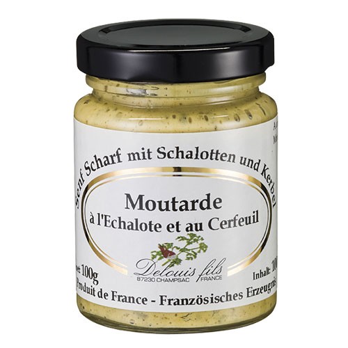 Delouis Moutarde Senf mit Schalotten und Kerbel