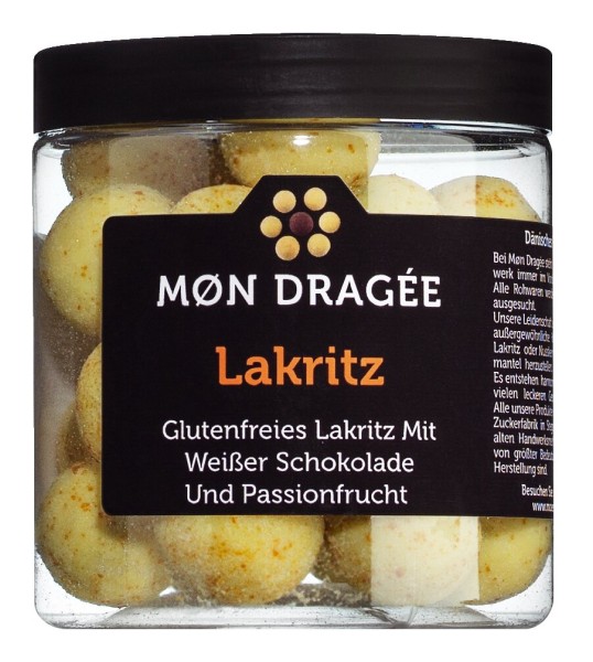 Møn Dragée Lakritzdragees mit weißer Schokolade und Passionsfrucht