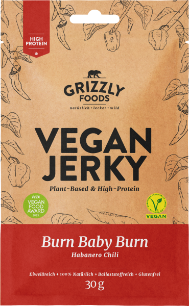 Grizzly Foods Vegan Jerky Burn Baby Burn - Habanero Chili