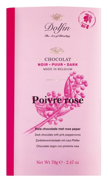 Dolfin Zartbitterschokolade mit rosa Pfeffer